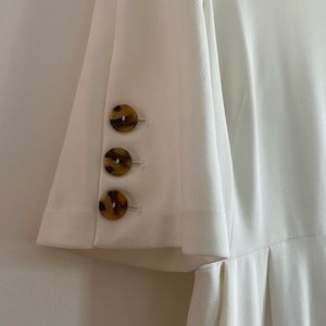 Calvin Klein White Button-Trim Cropped Jumpsuit